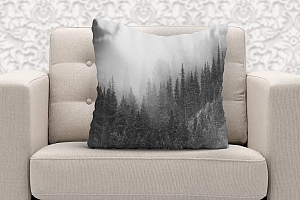 3D Подушка «Черно-белый лес в тумане» вид 6