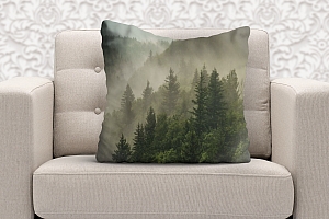 3D Подушка «Туманный закат в лесу» вид 6