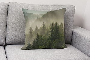 3D Подушка «Туманный закат в лесу» вид 2