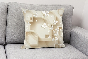 3D Подушка «Объемная кремовая композиция с бабочками» вид 2