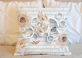 3D Подушка «Кованые цветы с кольцами на кирпичной стене» вид 5