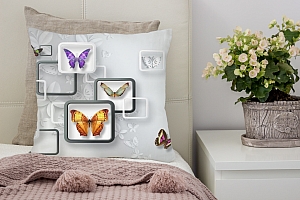 3D Подушка «Яркие бабочки на объемном фоне» вид 4