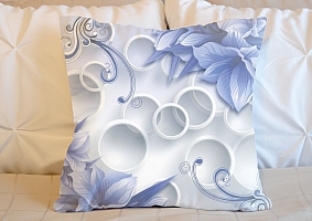 3D Подушка «Синие цветы на фоне с кругами» вид 5