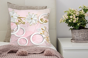 3D Подушка «Фарфоровые цветы с ювелирными цветами и бабочками» вид 4