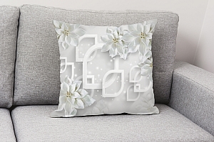 3D Подушка «Белоснежные фарфоровые цветы» вид 2