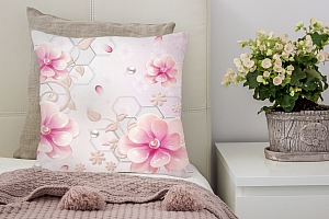 3D Подушка «Розовые фарфоровые цветы с жемчужинами» вид 4