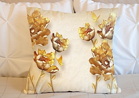 3D Подушка «Кованые золотые цветы» вид 5