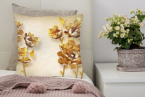 3D Подушка «Кованые золотые цветы» вид 4