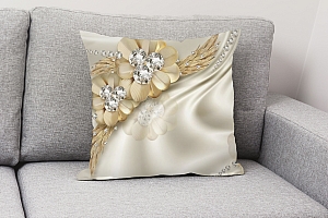 3D Подушка «Золотые цветы с алмазными серединками» вид 2