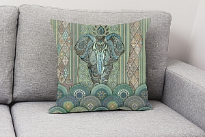 3D Подушка «Величественный слон в этническом стиле» вид 2
