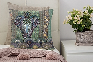 3D Подушка «Величественный слон в лиловых оттенках» вид 4