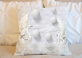 3D Подушка «Керамические лебеди с белыми шарами» вид 5