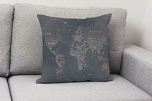 3D Подушка «Потертая карта мира» вид 2