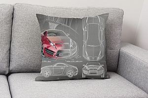 3D Подушка «Красное авто схема» вид 2