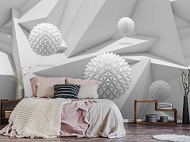 3D Фотообои «Колючие шары на объемном фоне»