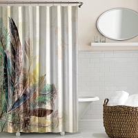 Шторы для ванной «Букет из перьев с цветочным орнаментом» вид 5
