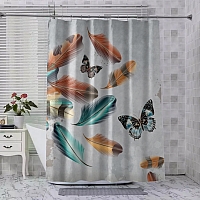 Шторы для ванной «Бабочки в ярких перьях» вид 7