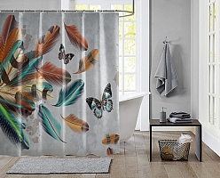 Шторы для ванной «Бабочки в ярких перьях» вид 2