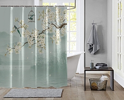 Шторы для ванной «Лодка под цветущими ветвями» вид 2