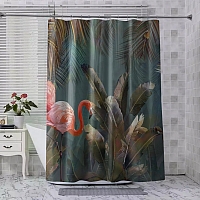 Шторы для ванной «Фламинго в тенистых тропиках» вид 7