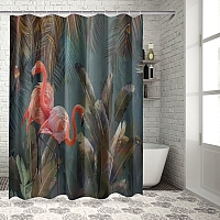Шторы для ванной «Фламинго в тенистых тропиках» вид 5