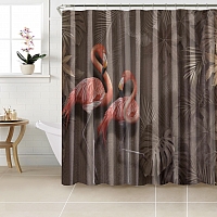 Шторы для ванной «Фламинго в тропической листве» вид 3