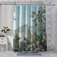 Шторы для ванной «Пруд с экзотическими цветами» вид 8