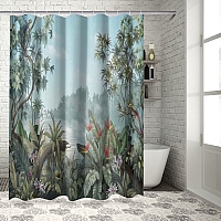 Шторы для ванной «Пруд с экзотическими цветами» вид 5