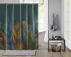 Шторы для ванной «Яркие тропические листья» вид 2
