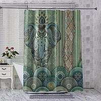 Шторы для ванной «Величественный слон в этническом стиле» вид 8