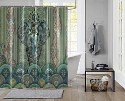 Шторы для ванной «Величественный слон в этническом стиле» вид 2