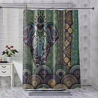 Шторы для ванной «Величественный слон в лиловых оттенках» вид 8