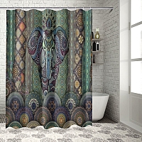 Шторы для ванной «Величественный слон в лиловых оттенках» вид 6