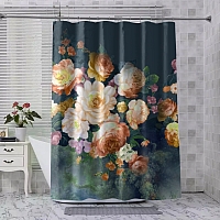 Шторы для ванной «Цветы в стиле барокко в теплых тонах» вид 8