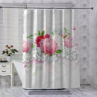 Шторы для ванной «Нежно-розовые хризантемы» вид 8
