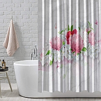 Шторы для ванной «Нежно-розовые хризантемы» вид 7