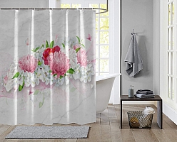 Шторы для ванной «Нежно-розовые хризантемы» вид 2