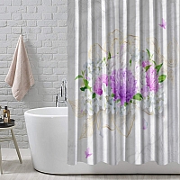 Шторы для ванной «Бабочки над букетом хризантем» вид 7
