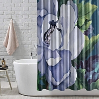 Шторы для ванной «Величественный цветок в голубых тонах» вид 7