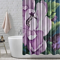 Шторы для ванной «Величественный цветок в лиловых тонах» вид 7