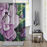 Шторы для ванной «Величественный цветок в лиловых тонах» вид 5