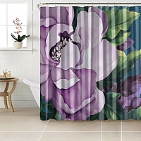 Шторы для ванной «Величественный цветок в лиловых тонах» вид 3