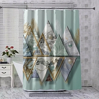 Шторы для ванной «Жемчужины с мраморными треугольниками» вид 7