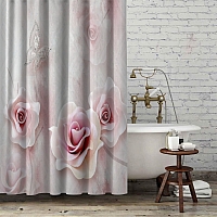 Шторы для ванной «Розы с ювелирной бабочкой» вид 6