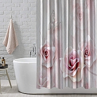Шторы для ванной «Розы с ювелирной бабочкой» вид 4