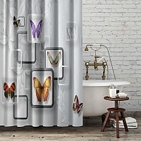 Шторы для ванной «Яркие бабочки на объемном фоне» вид 6