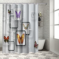 Шторы для ванной «Яркие бабочки на объемном фоне» вид 5