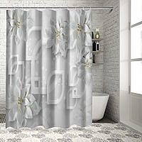 Шторы для ванной «Белоснежные фарфоровые цветы» вид 5
