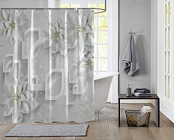Шторы для ванной «Белоснежные фарфоровые цветы» вид 2