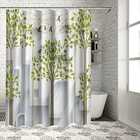 Шторы для ванной «Абстрактная композиция с деревьями» вид 5